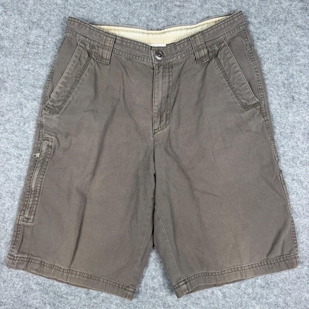 Columbia Mens Canvas Hiking Cargo Shorts Size 30 Khaki Gray Pocket Outdoor Trail